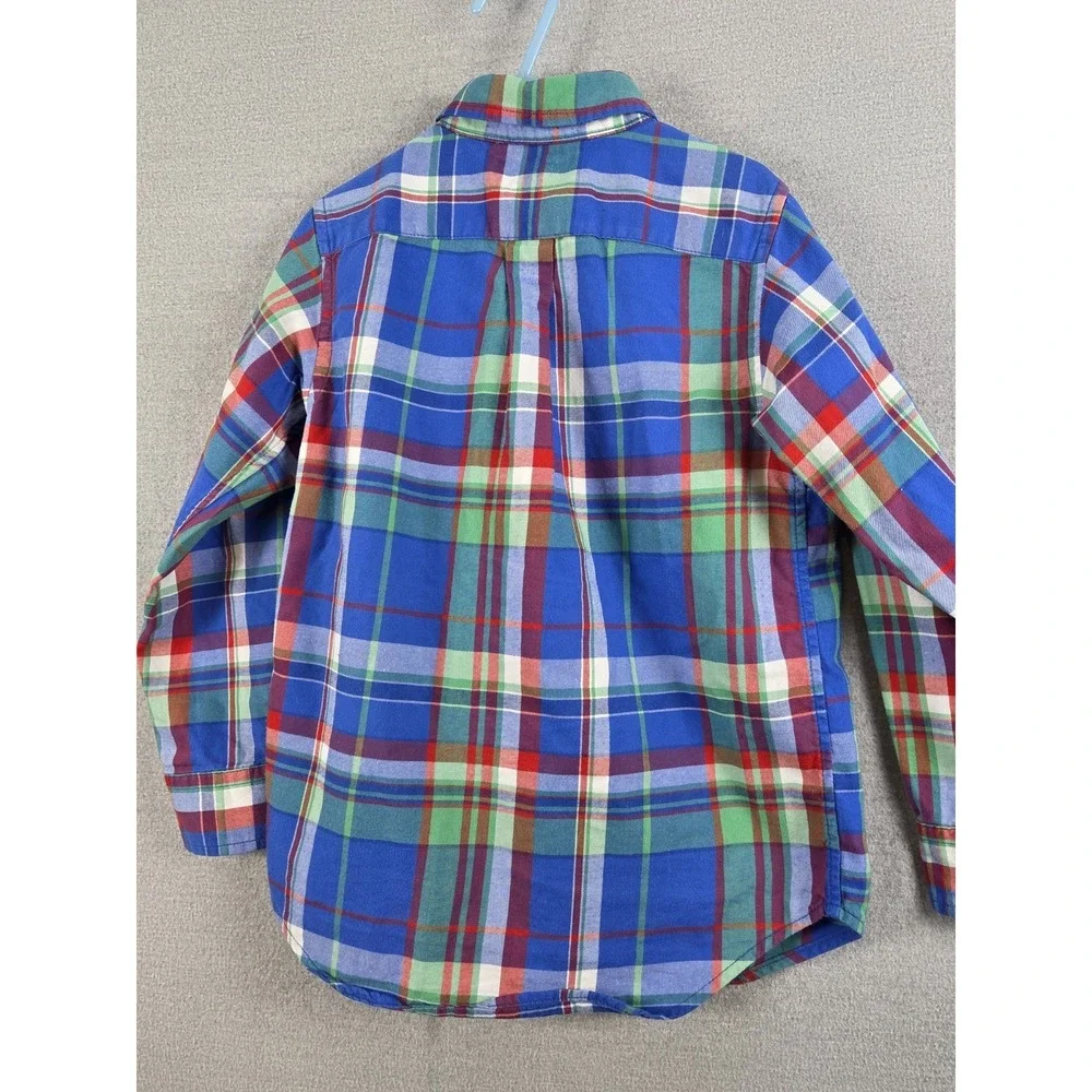 Ralph Lauren Boys 5 Shirt Blue Multi Plaid Oxford‎ Long Sleeve Button Up Preppy